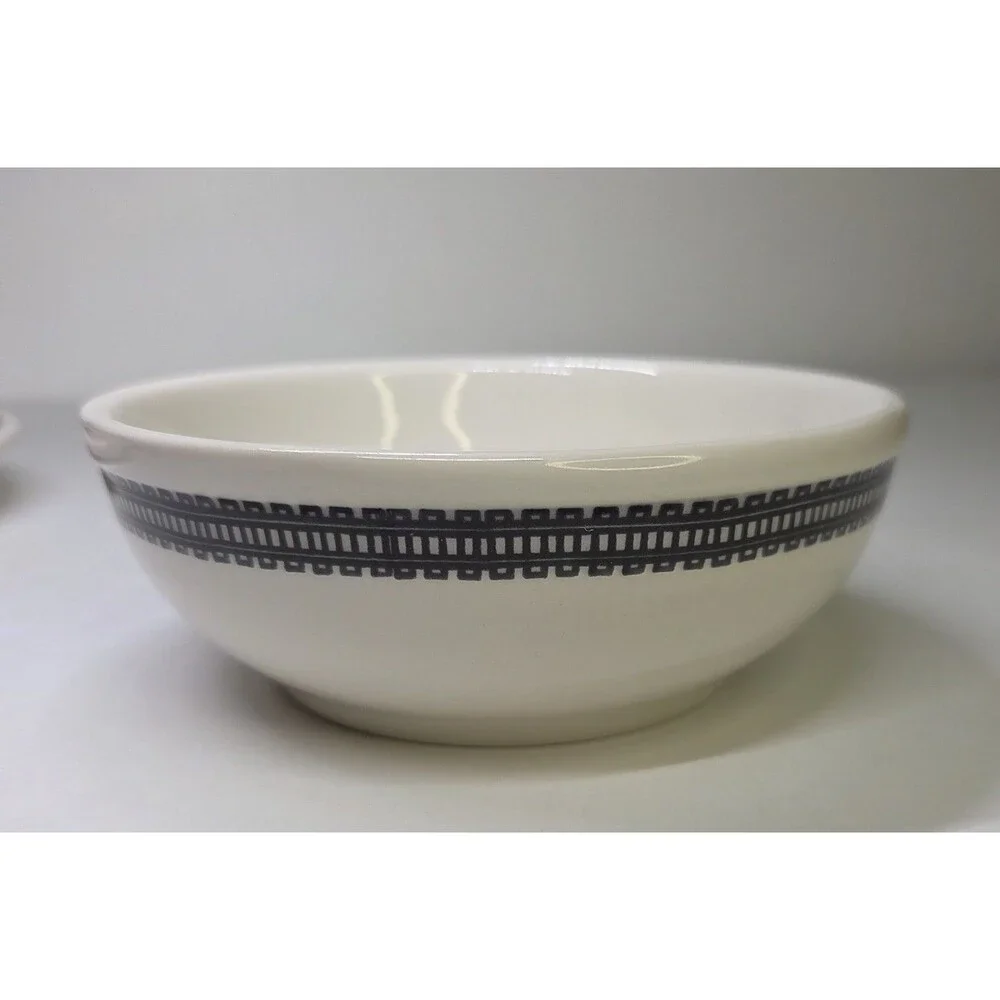 Homer Laughlin Fishs Eddy Hamburger Chu Chu Train Pattern Plate & Bowl Rare Set